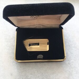 Gold-tone Engraved Money Clip - Classic Striped Design